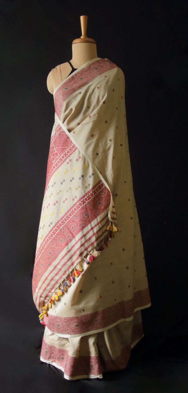 Natural Dyed Handloom Eri Silk Saree from Assam , India