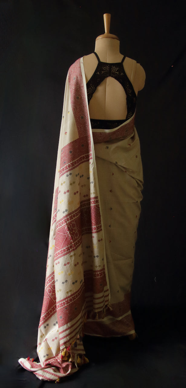 Natural Dyed Handloom Eri Silk Saree from Assam , India