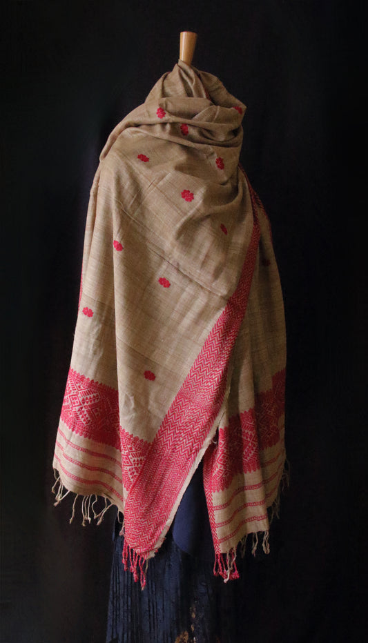Natural dyed Eri Silk Handwoven Small Size Shawl  from Assam