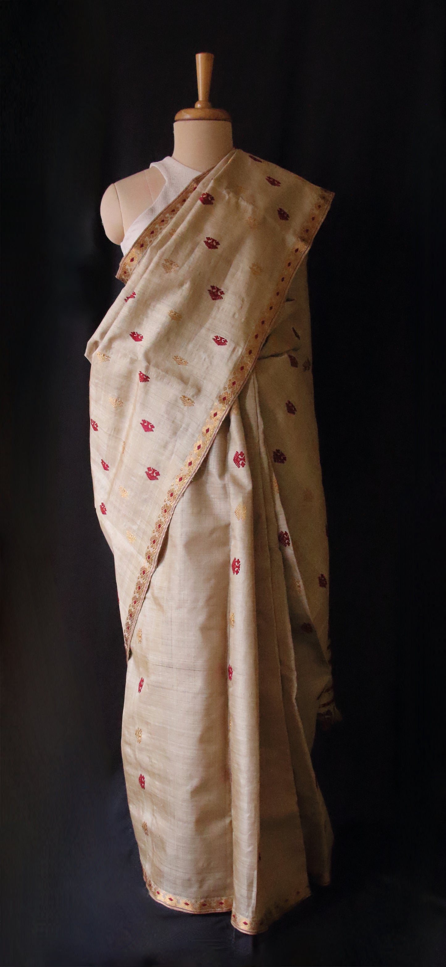 Handloom Traditional Design Muga Silk Saree from Assam