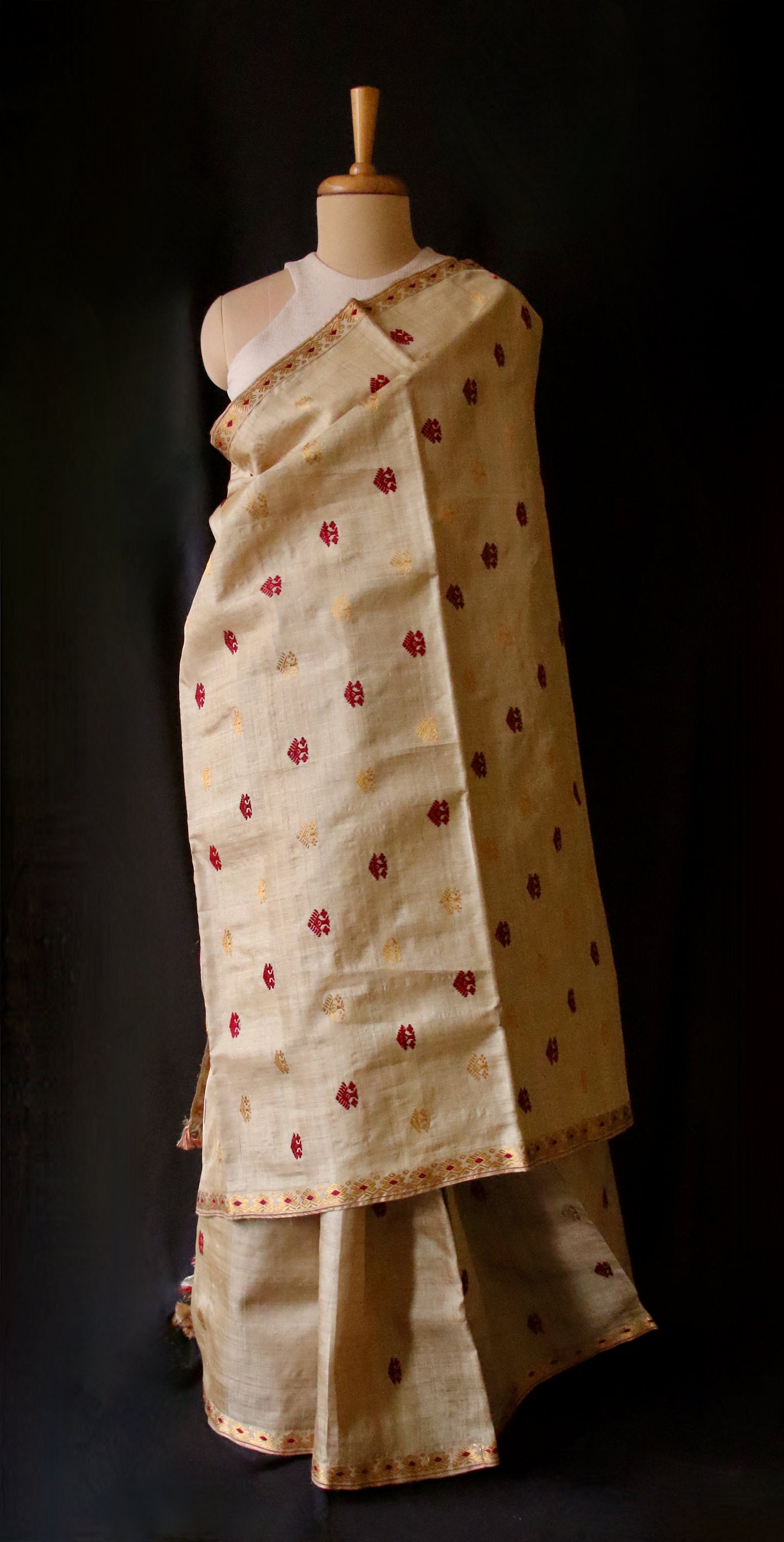 Handloom Traditional Design Muga Silk Saree from Assam