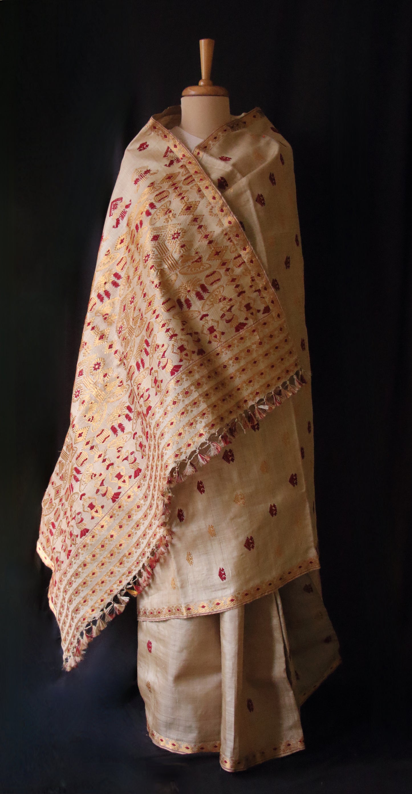 Handloom Traditional Design Muga Silk Saree from Assam