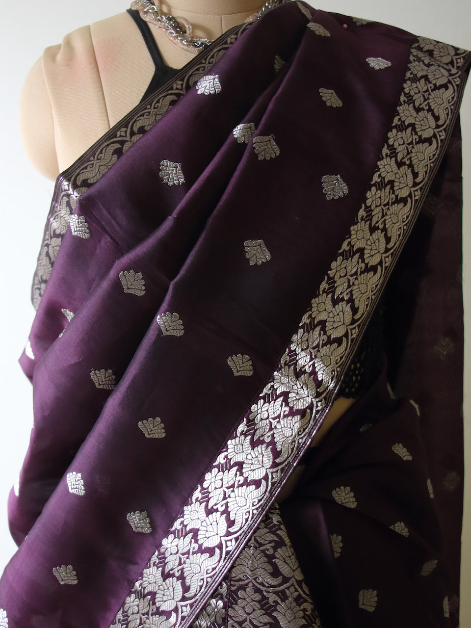 Purple Traditional Handloom Mulberry Silk Mekhla Chador Set from Assam