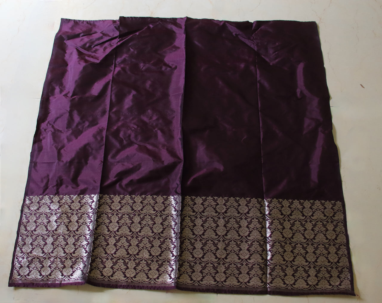 Purple Traditional Handloom Mulberry Silk Mekhla Chador Set from Assam