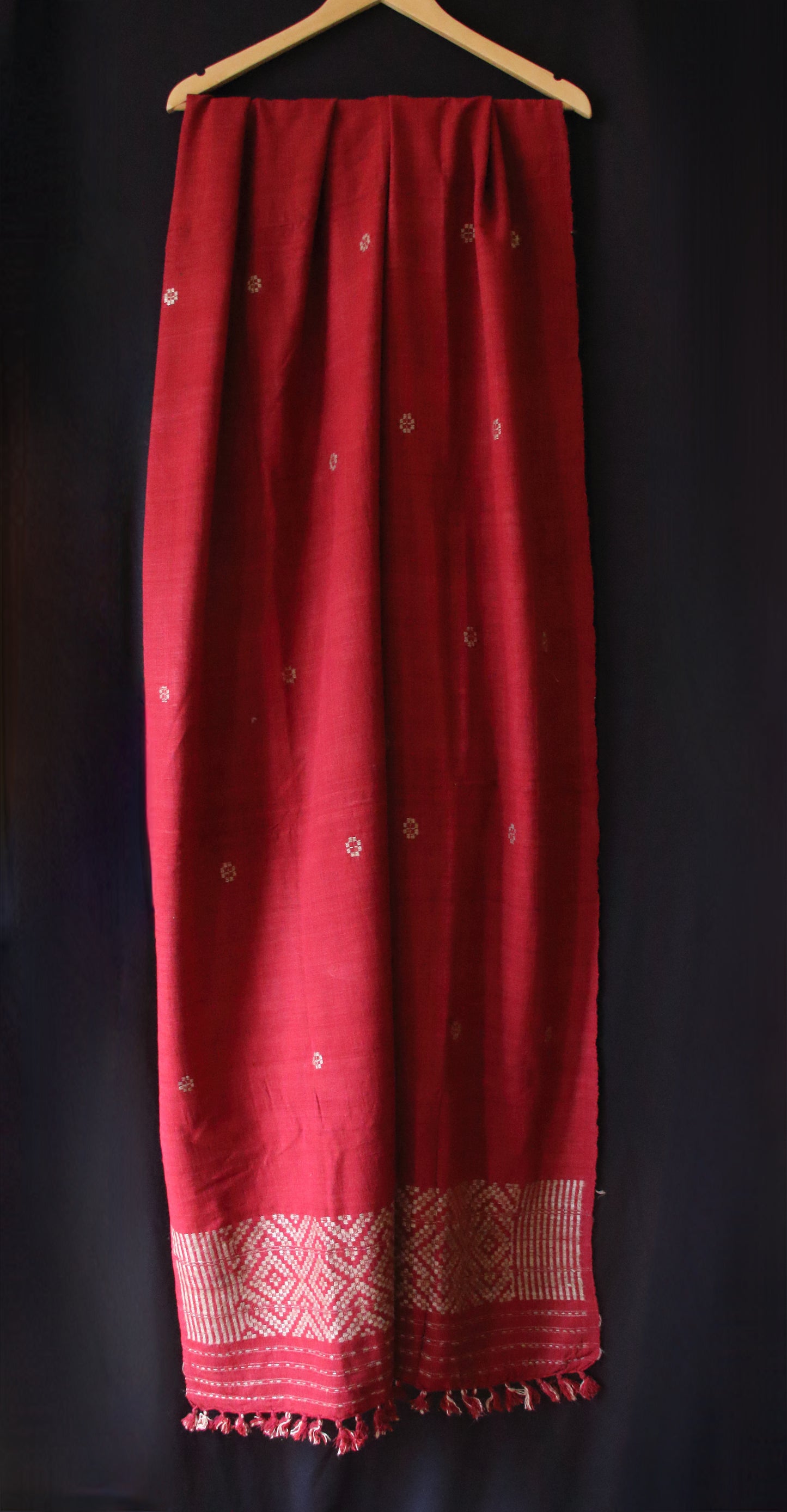 Maroon Handwoven Eri Silk Shawl from Assam