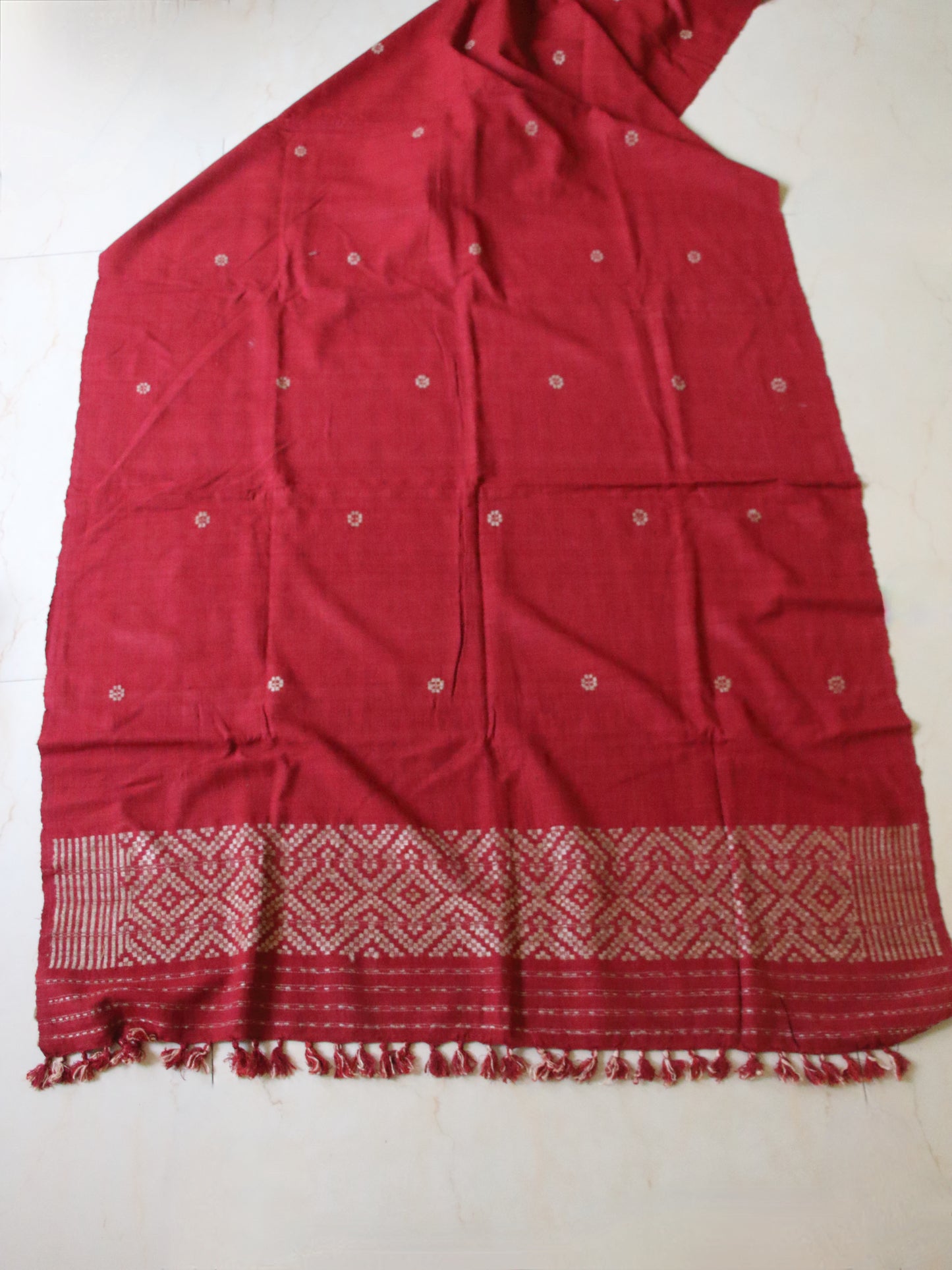 Maroon Handwoven Eri Silk Shawl from Assam