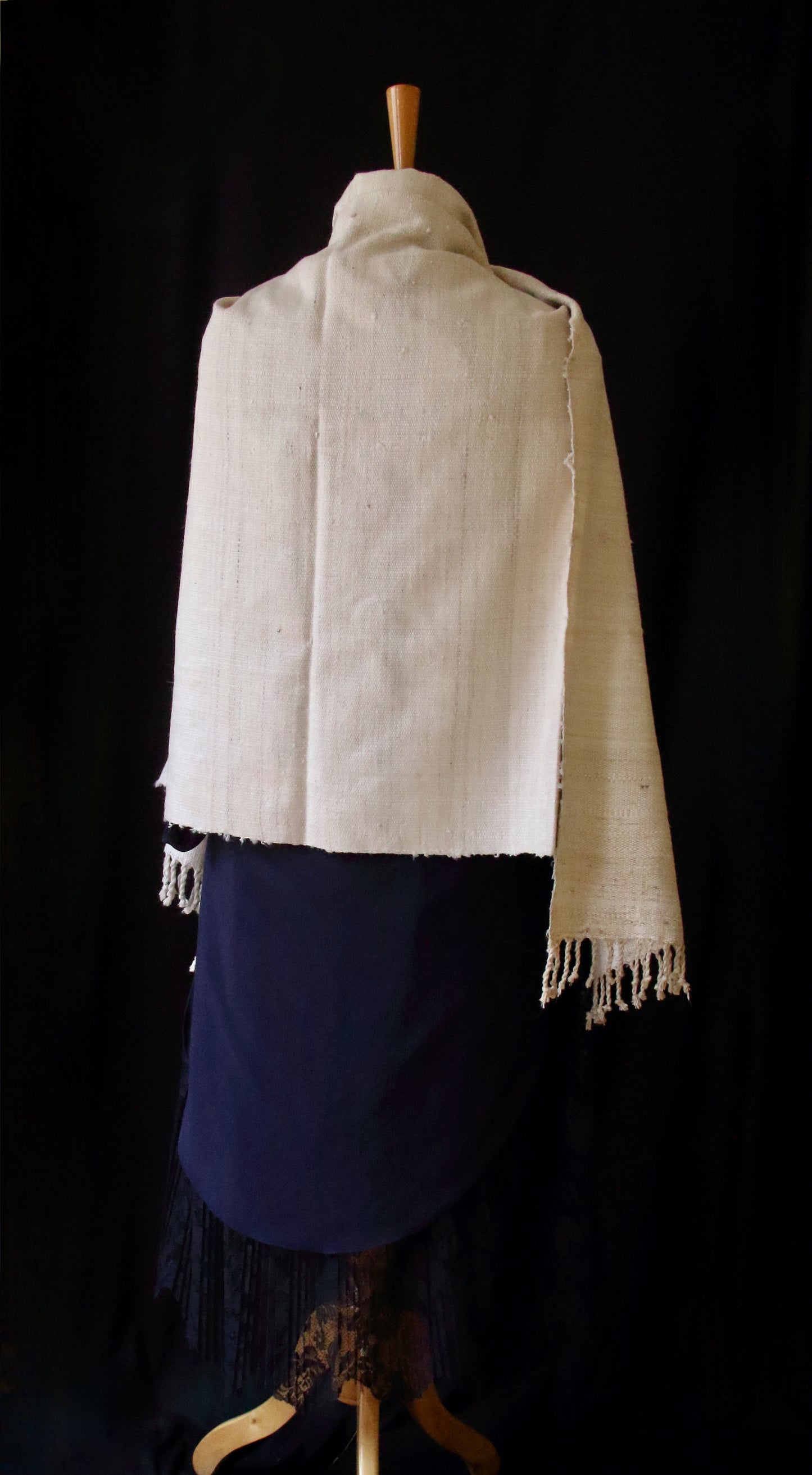 Natural Off White Basket Weave  Handwoven Eri Silk Shawl from Assam