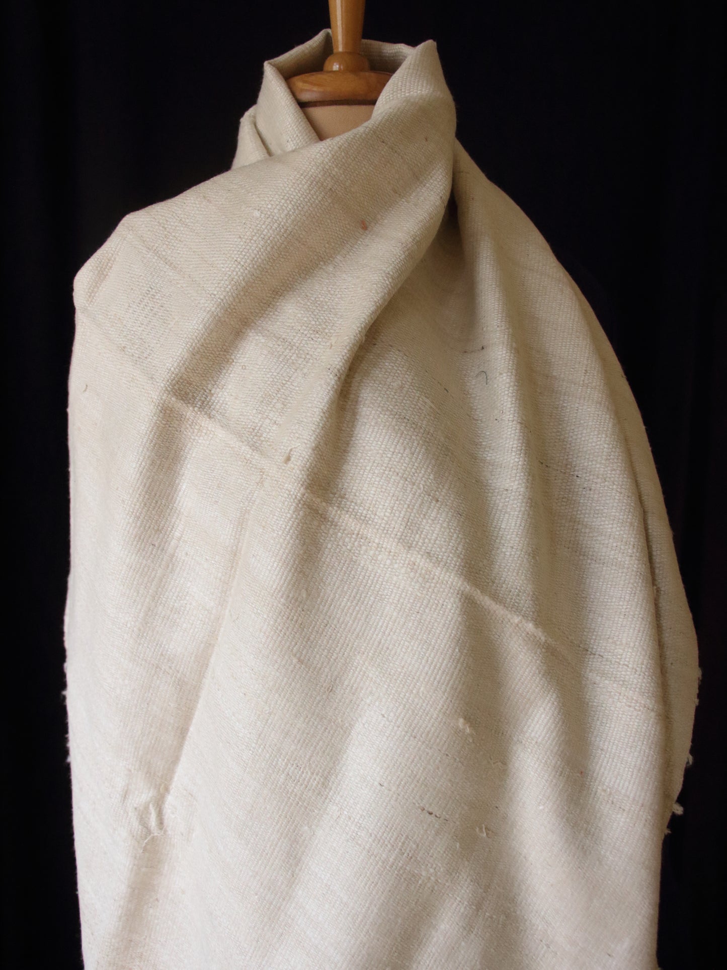 Natural Off White Basket Weave  Handwoven Eri Silk Shawl from Assam