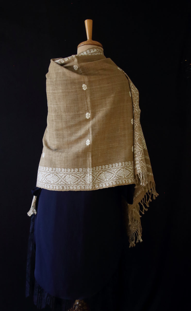 Handwoven Muga Ghicha Silk Shawl / Wrap from Assam , India