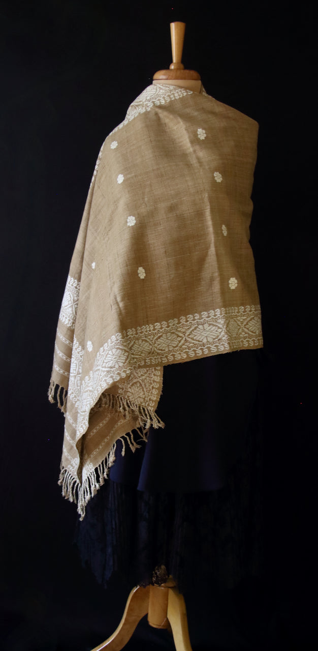 Handwoven Muga Ghicha Silk Shawl / Wrap from Assam , India