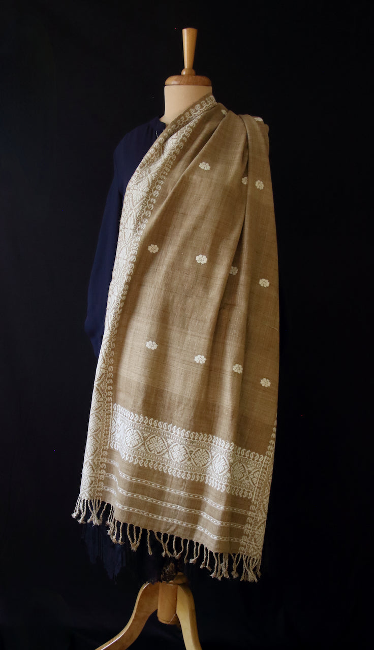 Handwoven Muga Ghicha Silk Shawl / Wrap from Assam , India