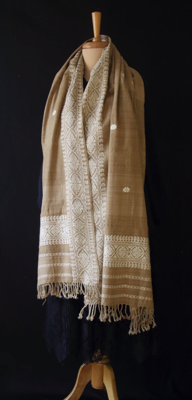 Handwoven Muga Ghicha Silk Shawl / Wrap from Assam , India