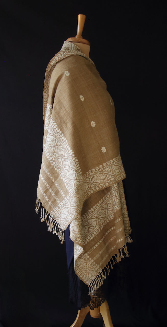 Handwoven Muga Ghicha Silk Shawl / Wrap from Assam , India