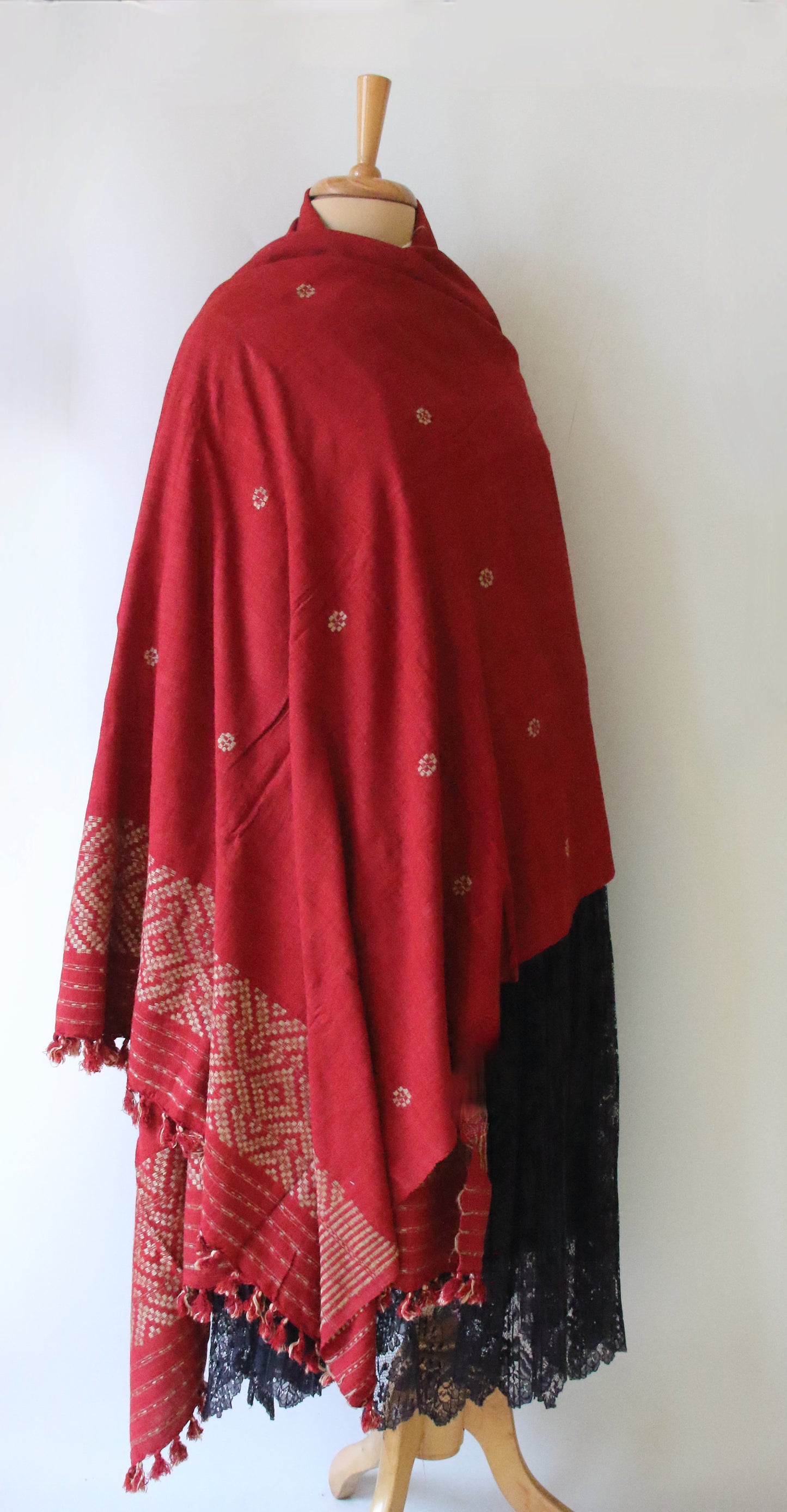 Maroon Handwoven Eri Silk Shawl from Assam