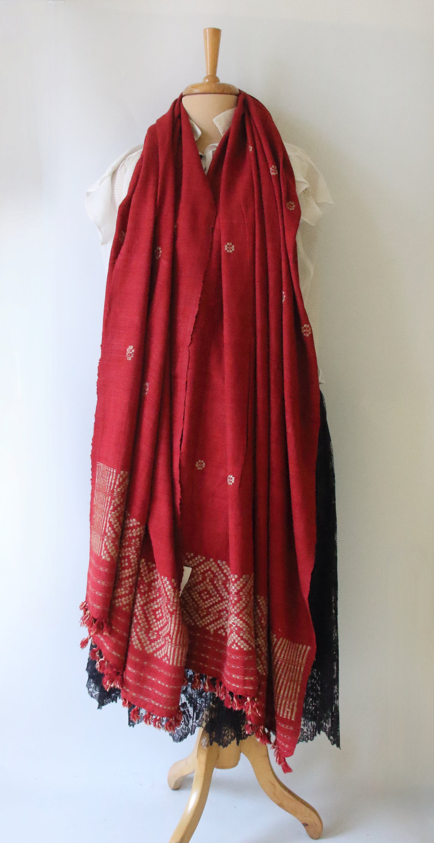 Maroon Handwoven Eri Silk Shawl from Assam