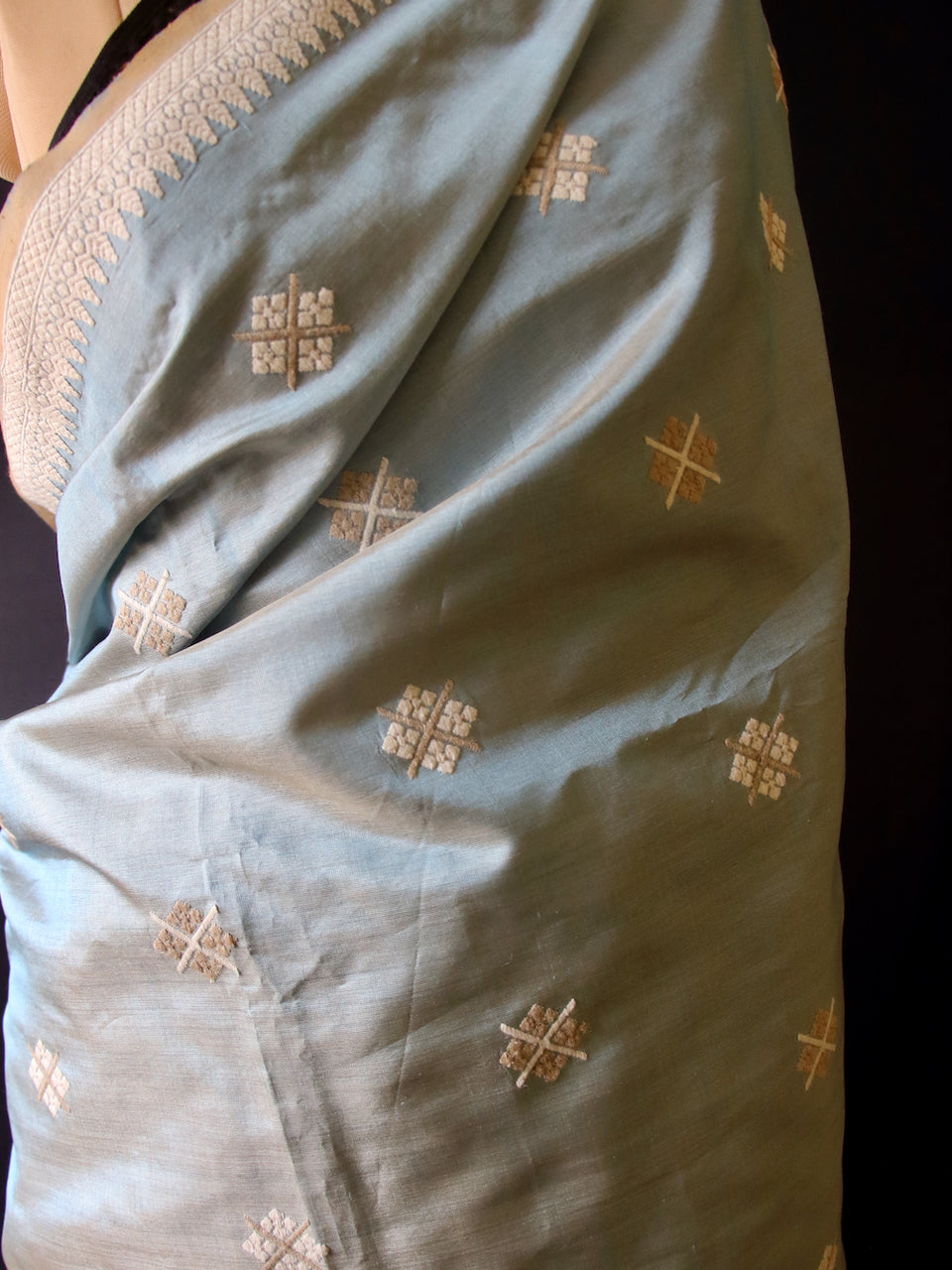 Two tone Pista Green Handloom Silk Saree from Assam , India