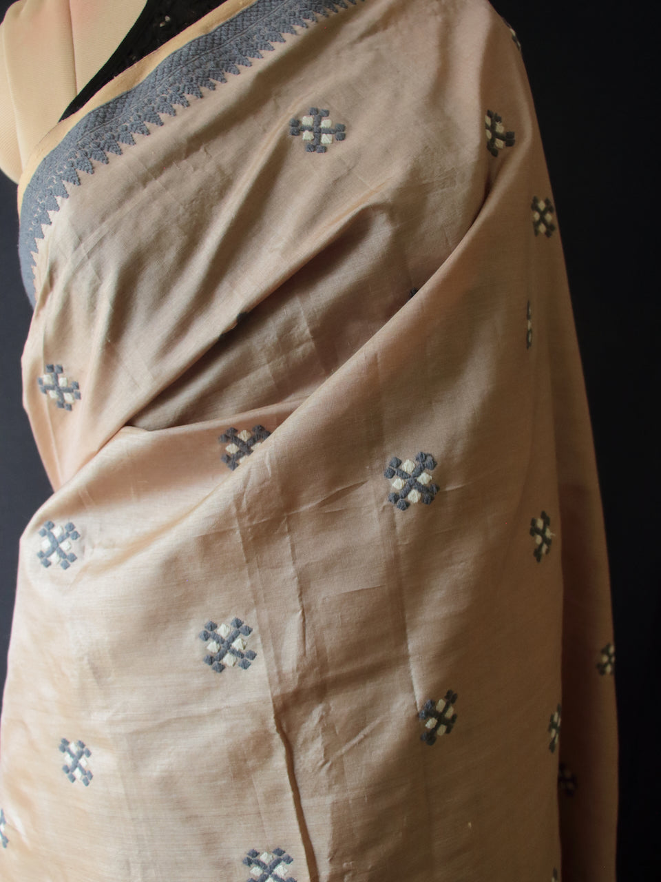 Two tone Mocha Brown Handloom Silk Saree from Assam