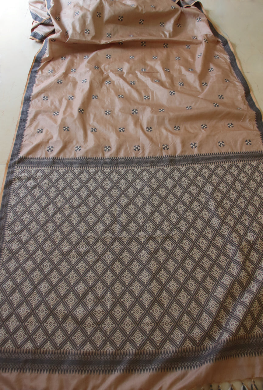 Two tone Mocha Brown Handloom Silk Saree from Assam