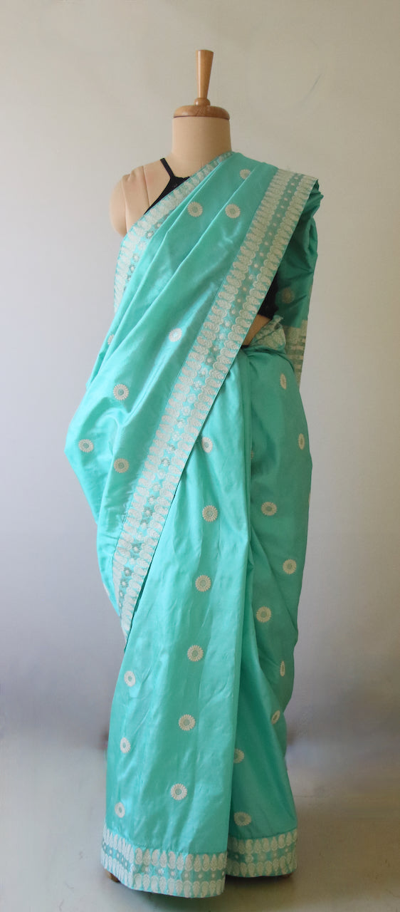 Sea Blue Handloom Silk Saree from Assam