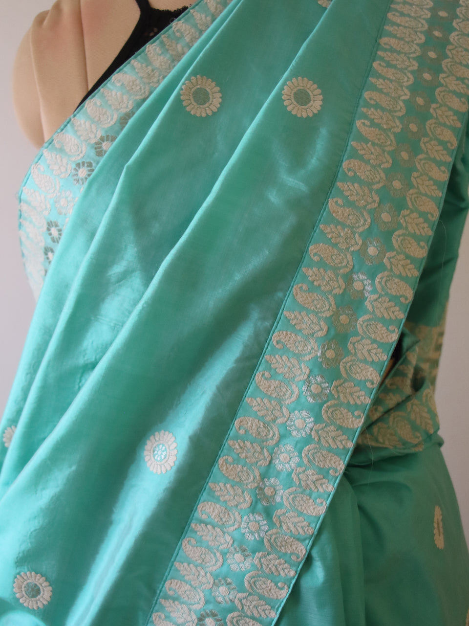 Sea Blue Handloom Silk Saree from Assam