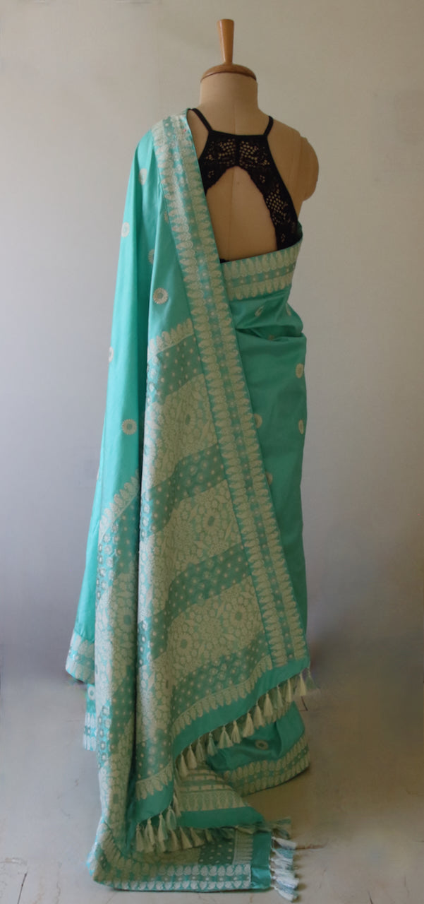 Sea Blue Handloom Silk Saree from Assam