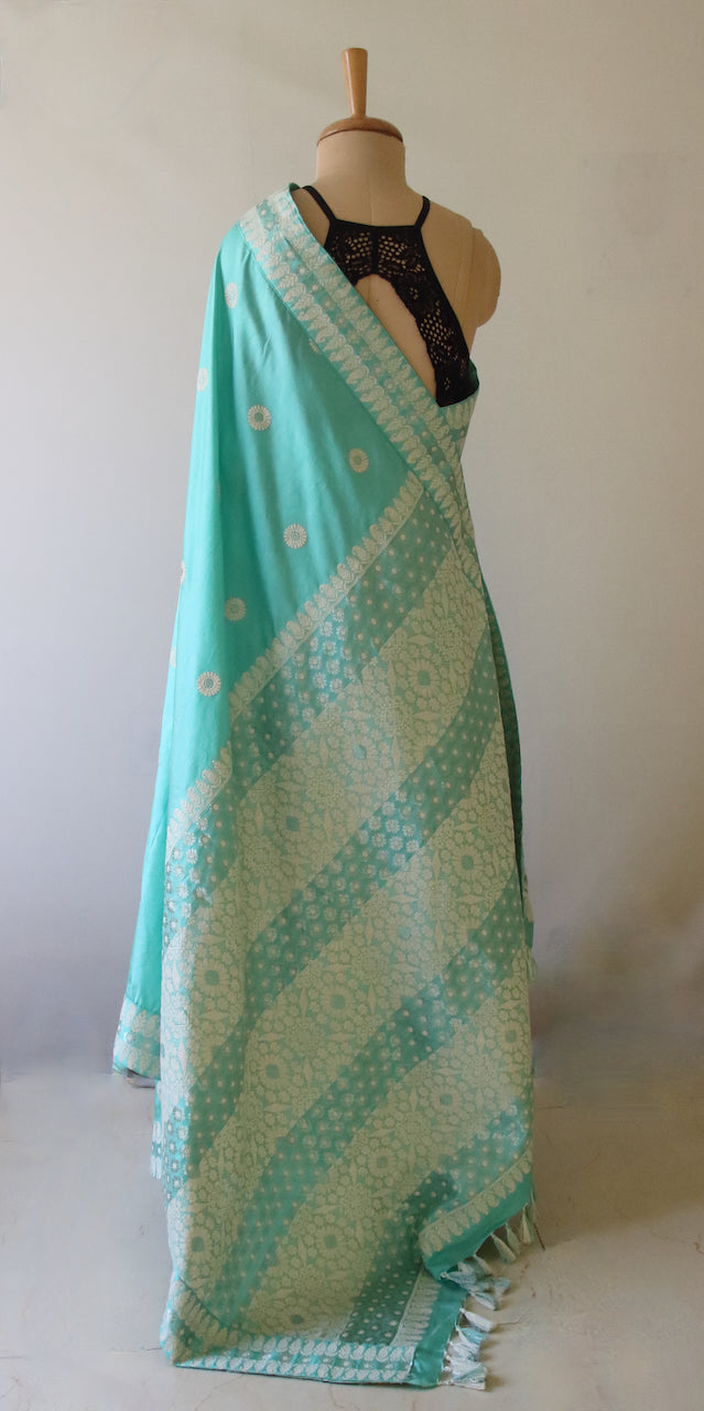 Sea Blue Handloom Silk Saree from Assam