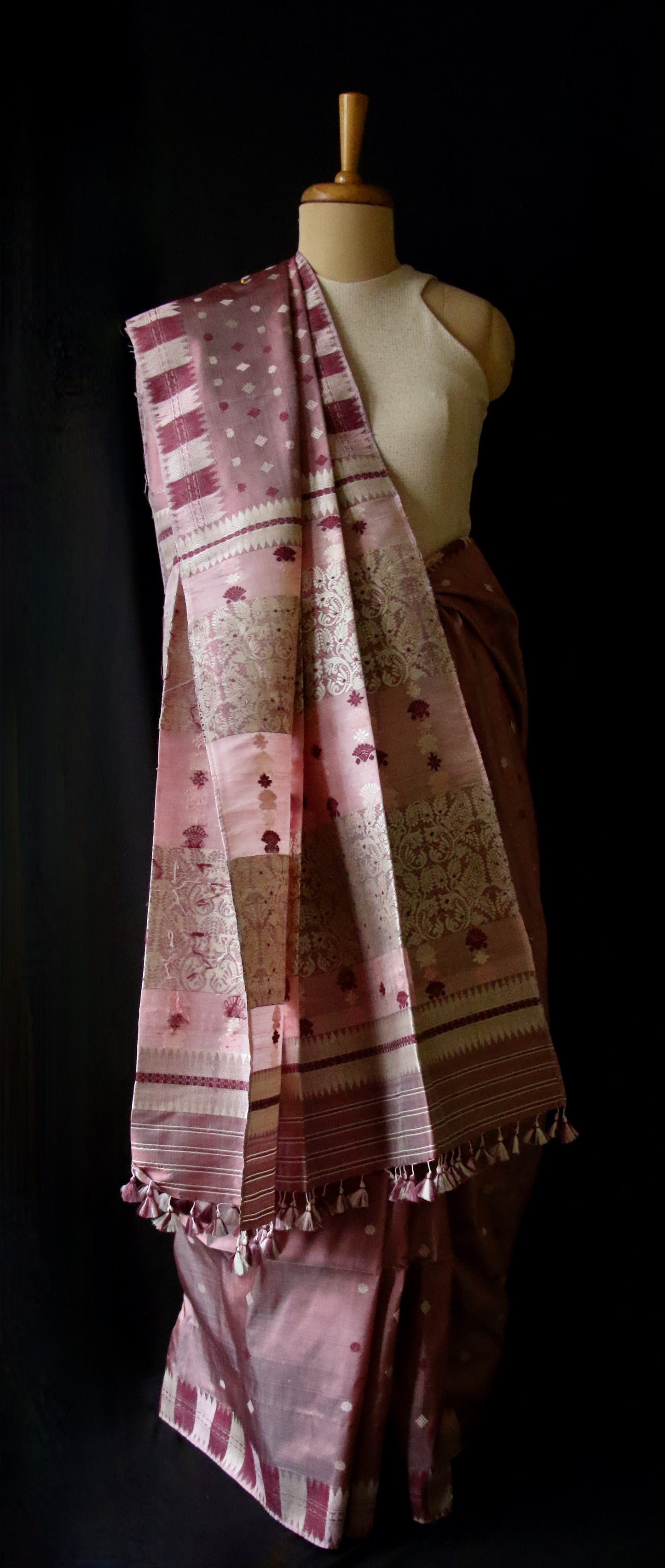Natural Sappon dyed Mulberry Silk Saree from Assam