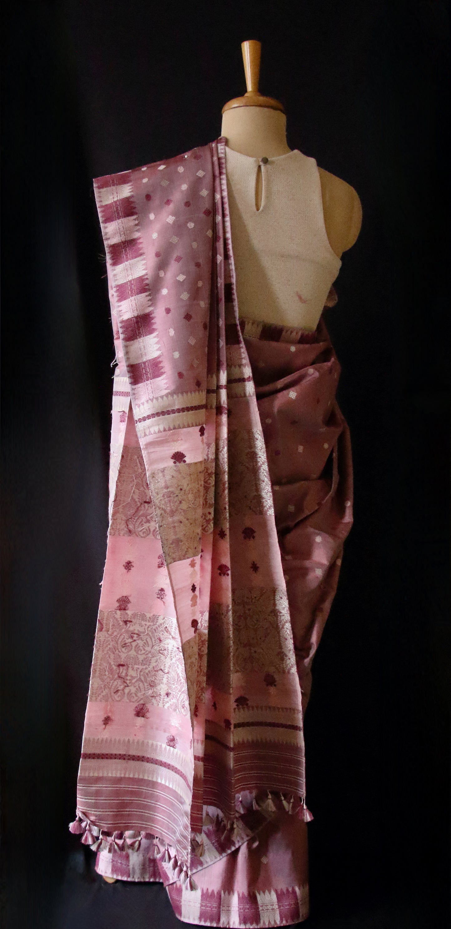 Natural Sappon dyed Mulberry Silk Saree from Assam