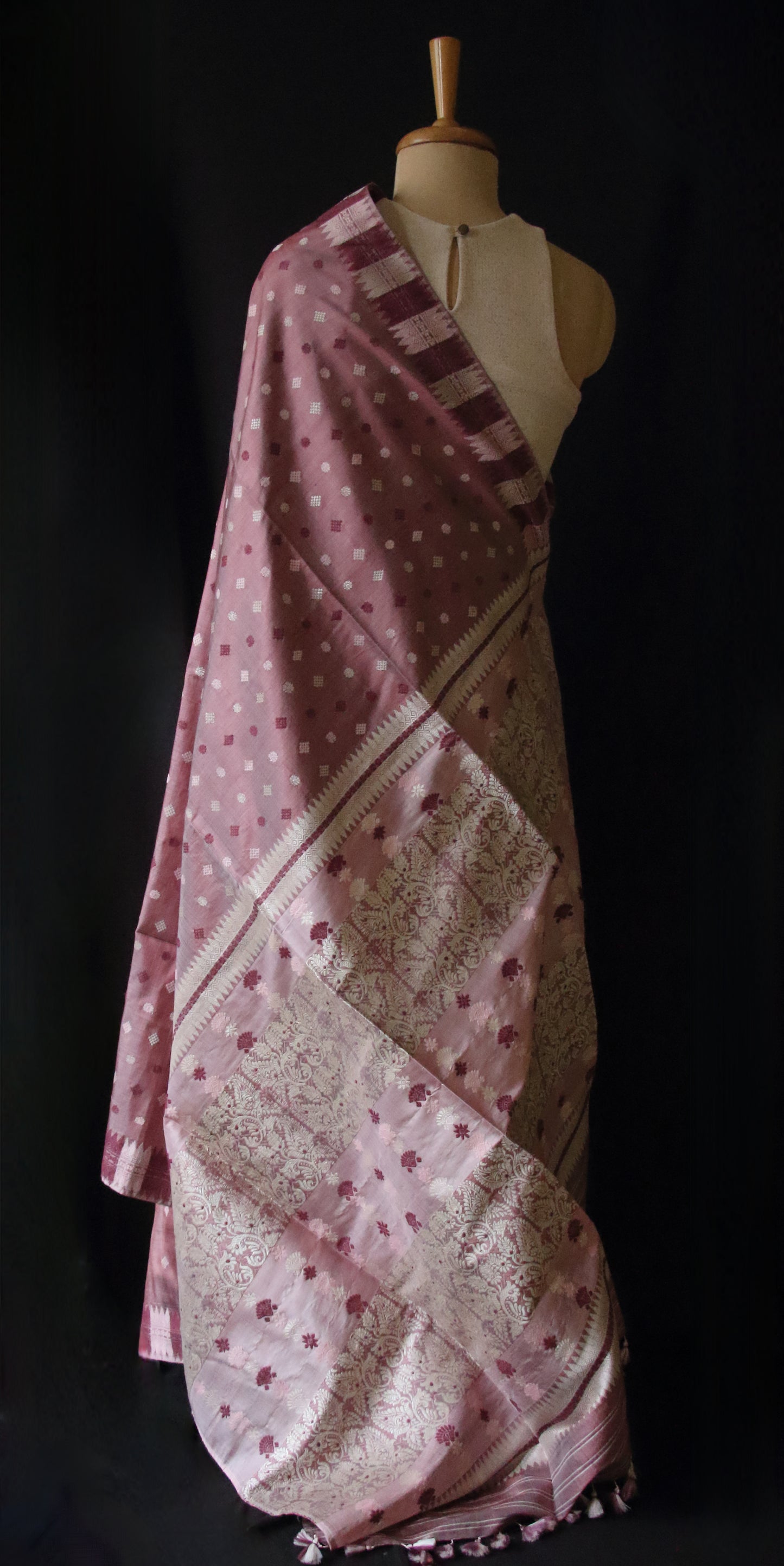 Natural Sappon dyed Mulberry Silk Saree from Assam