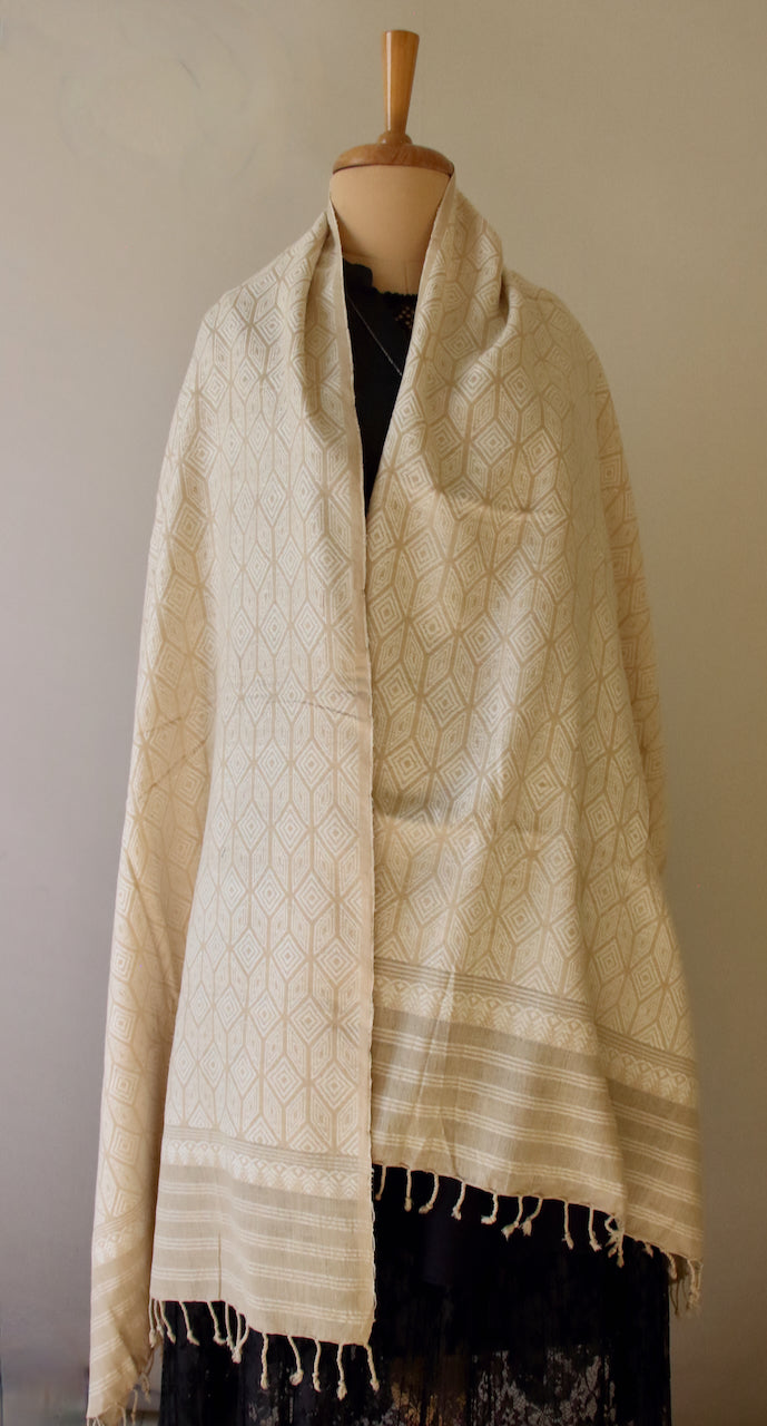 Eri Silk Handwoven shawl with all over motifs from Assam