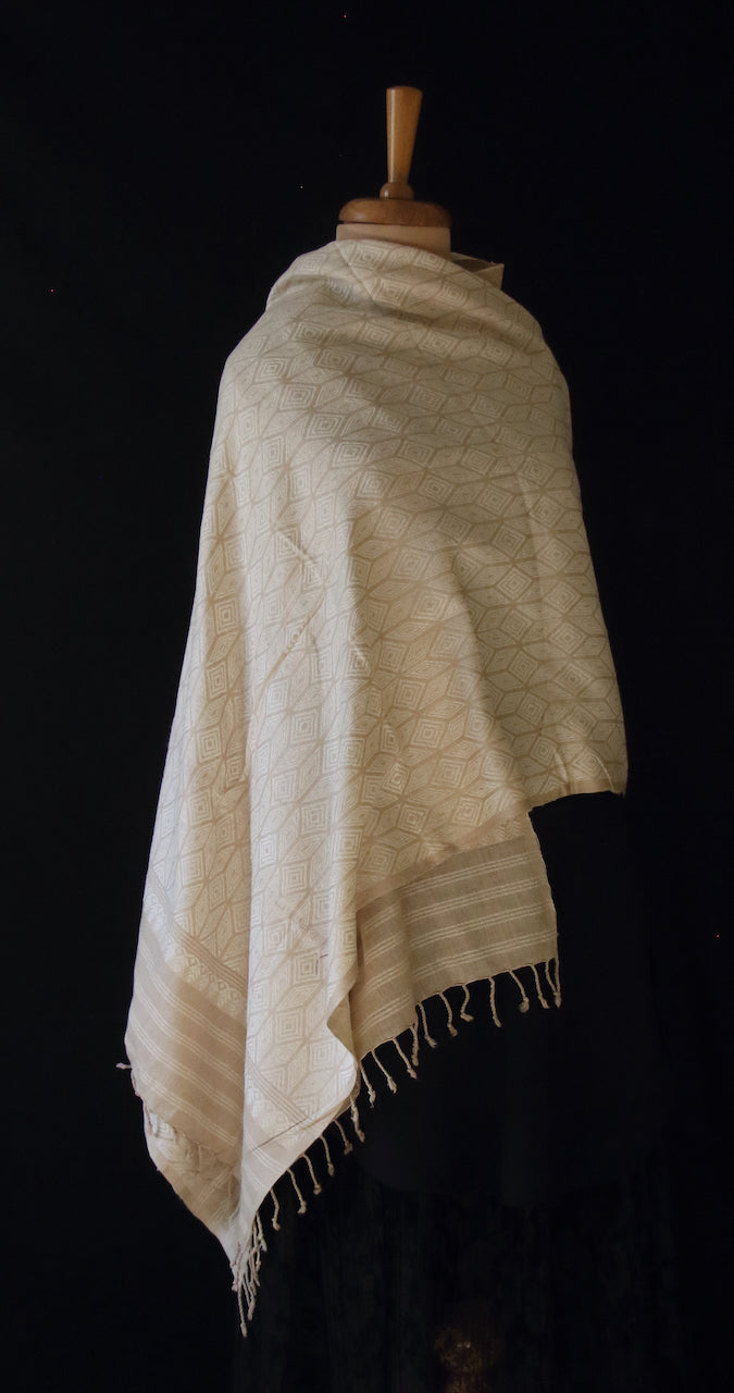 Eri Silk Handwoven shawl with all over motifs from Assam