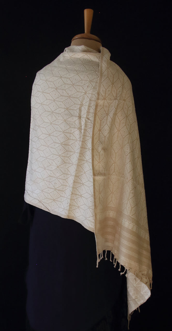 Eri Silk Handwoven shawl with all over motifs from Assam