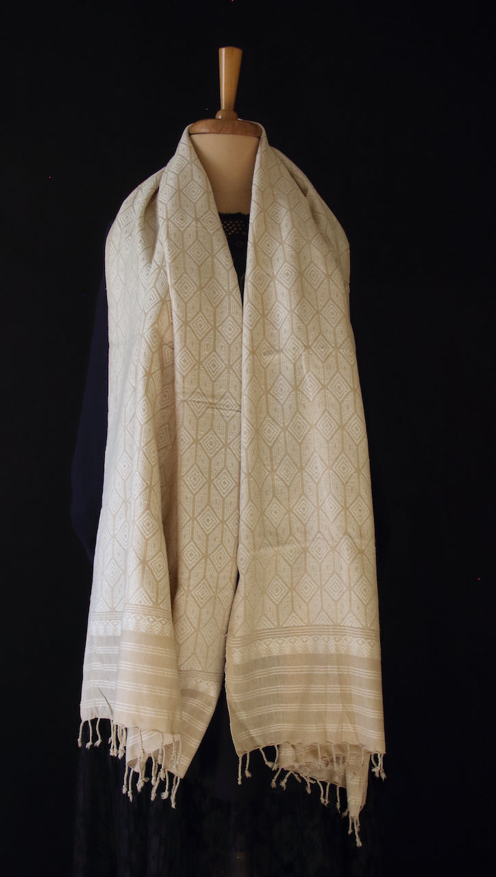 Eri Silk Handwoven shawl with all over motifs from Assam