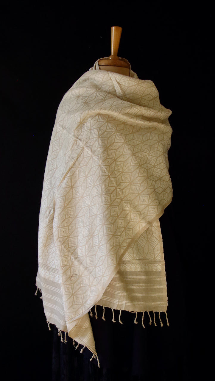 Eri Silk Handwoven shawl with all over motifs from Assam