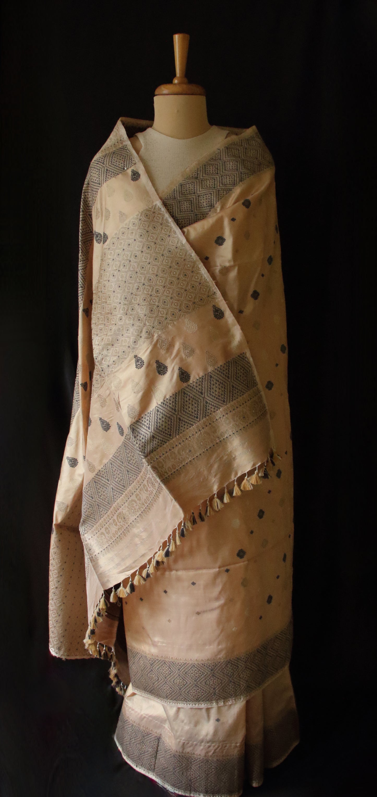 Natural Tea dyed Mulberry Silk Saree from Assam