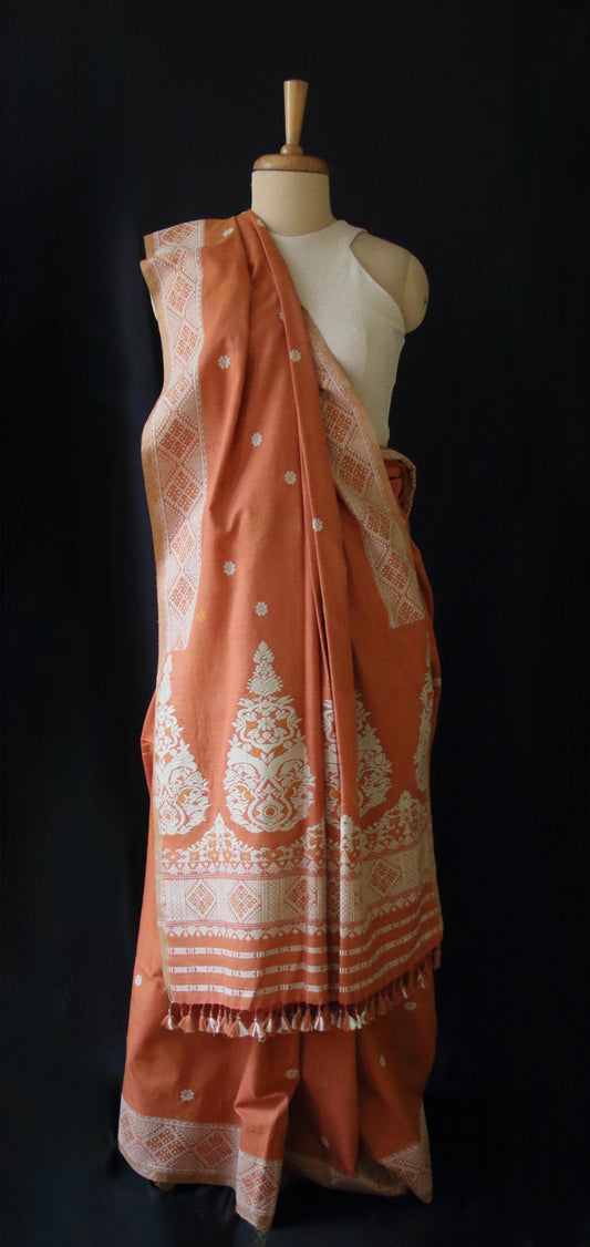 Natural Dyed Handloom Eri Silk  Sari from Assam
