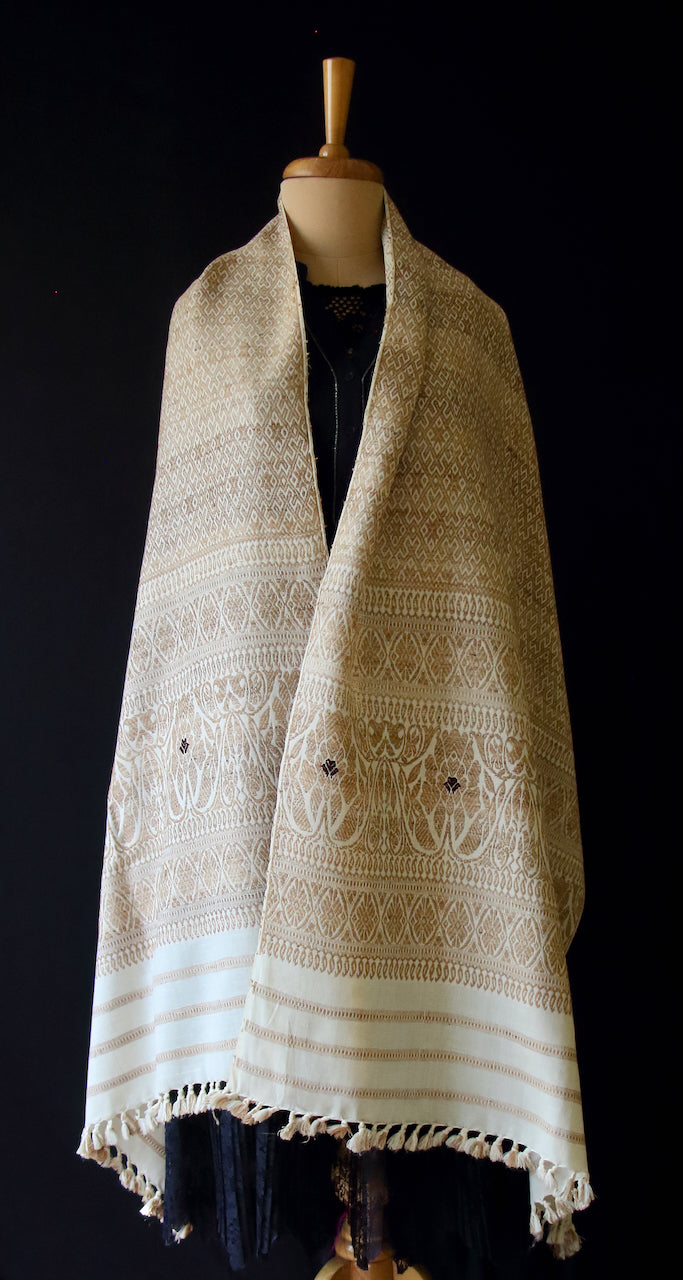 Eri Silk Handwoven Patterned Shawls from Assam