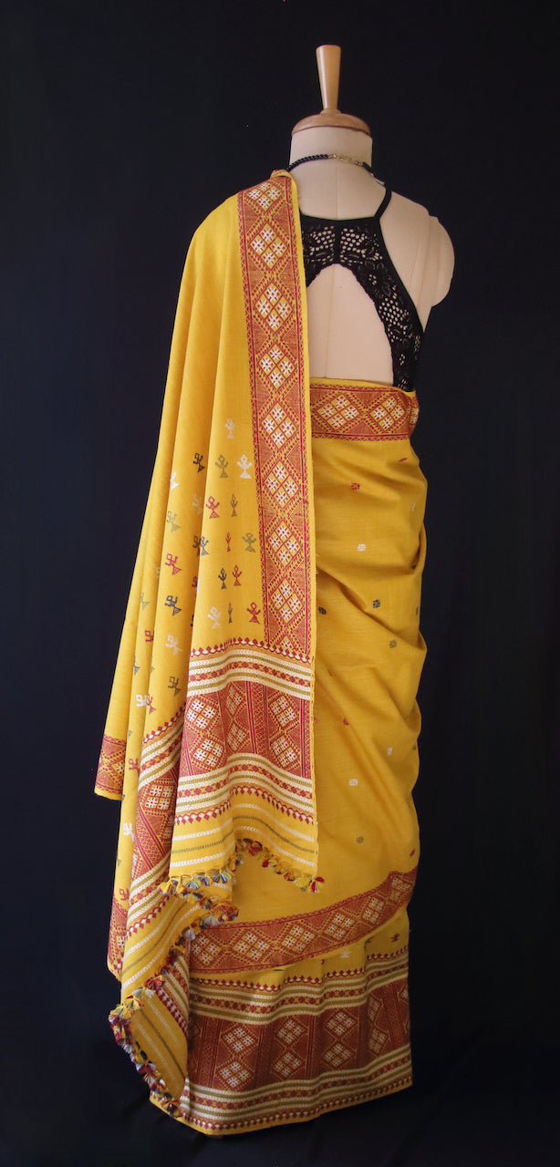 Narural Dyed Eri Silk Traditional Mekhela Chador Set from Assam