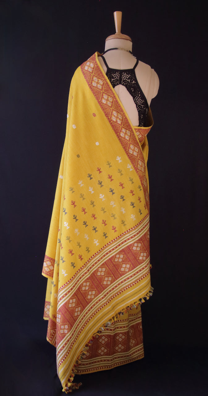 Narural Dyed Eri Silk Traditional Mekhela Chador Set from Assam