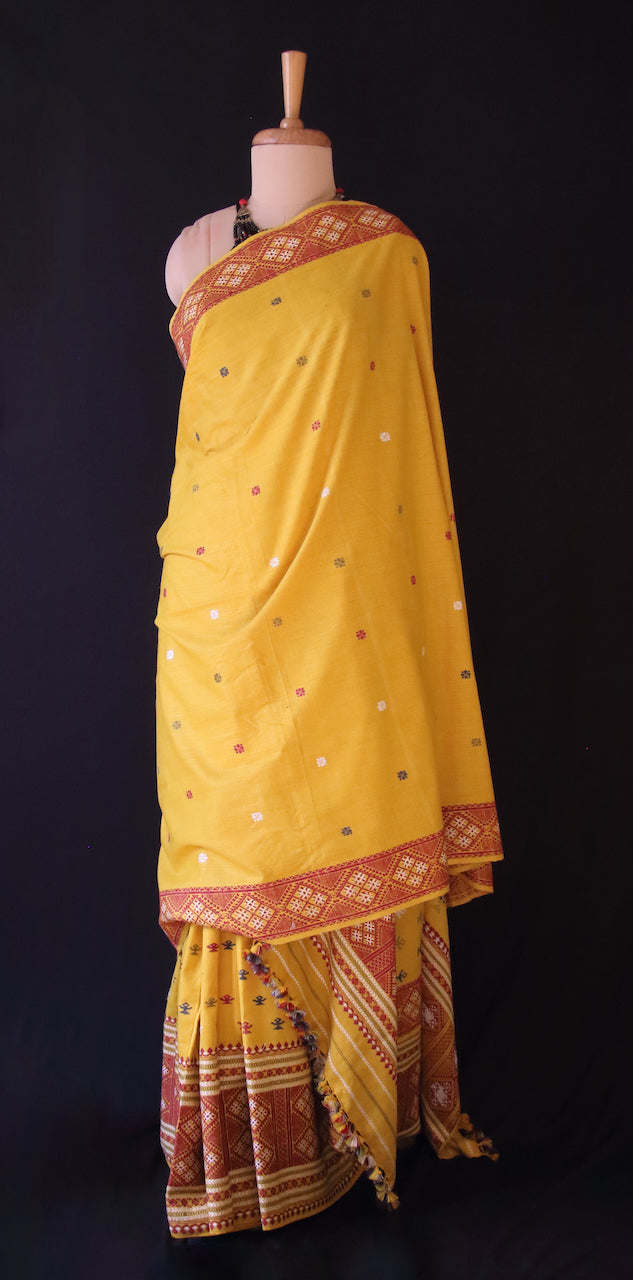 Narural Dyed Eri Silk Traditional Mekhela Chador Set from Assam