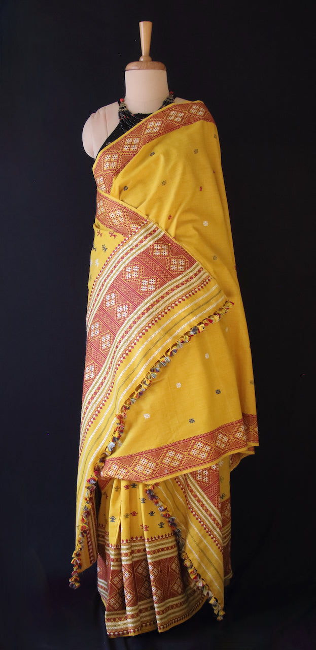 Narural Dyed Eri Silk Traditional Mekhela Chador Set from Assam