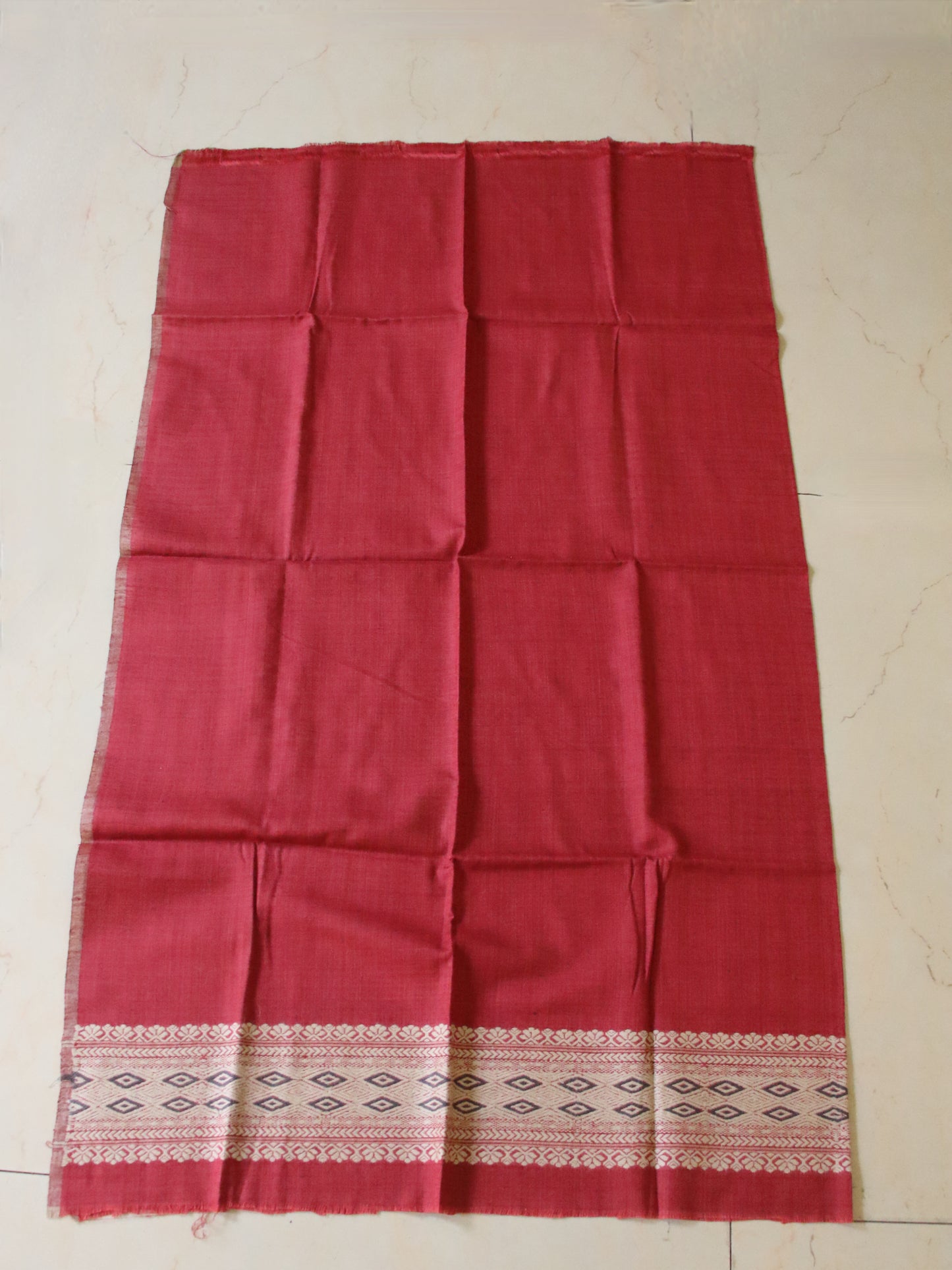 Natural Dyed Maroon Handloom Eri Silk  Sari from Assam