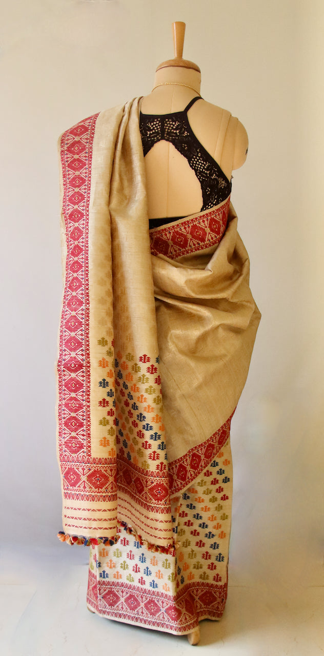 Muga Silk Mekhela Chador Set from Assam