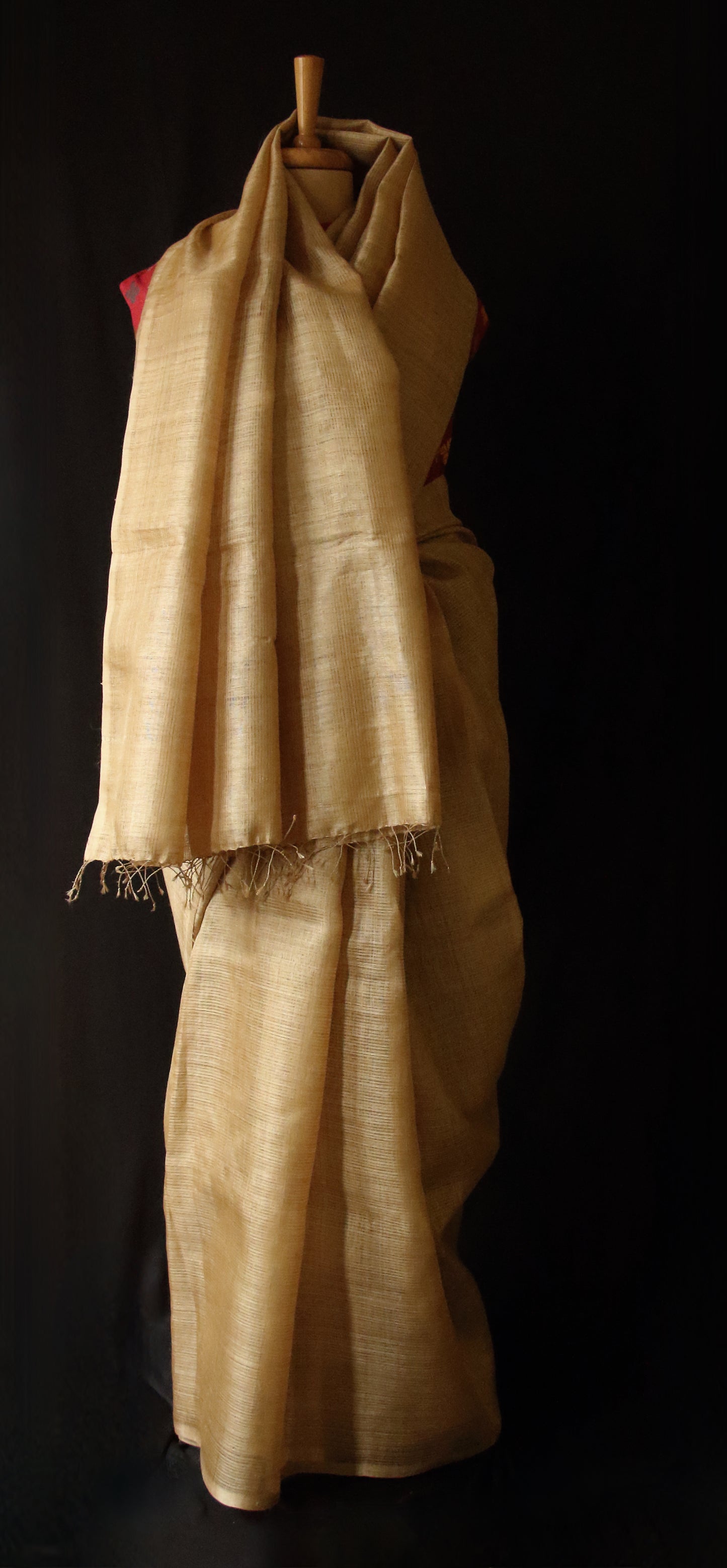 Luxurious Golden Plain Muga Silk Saree from Assam