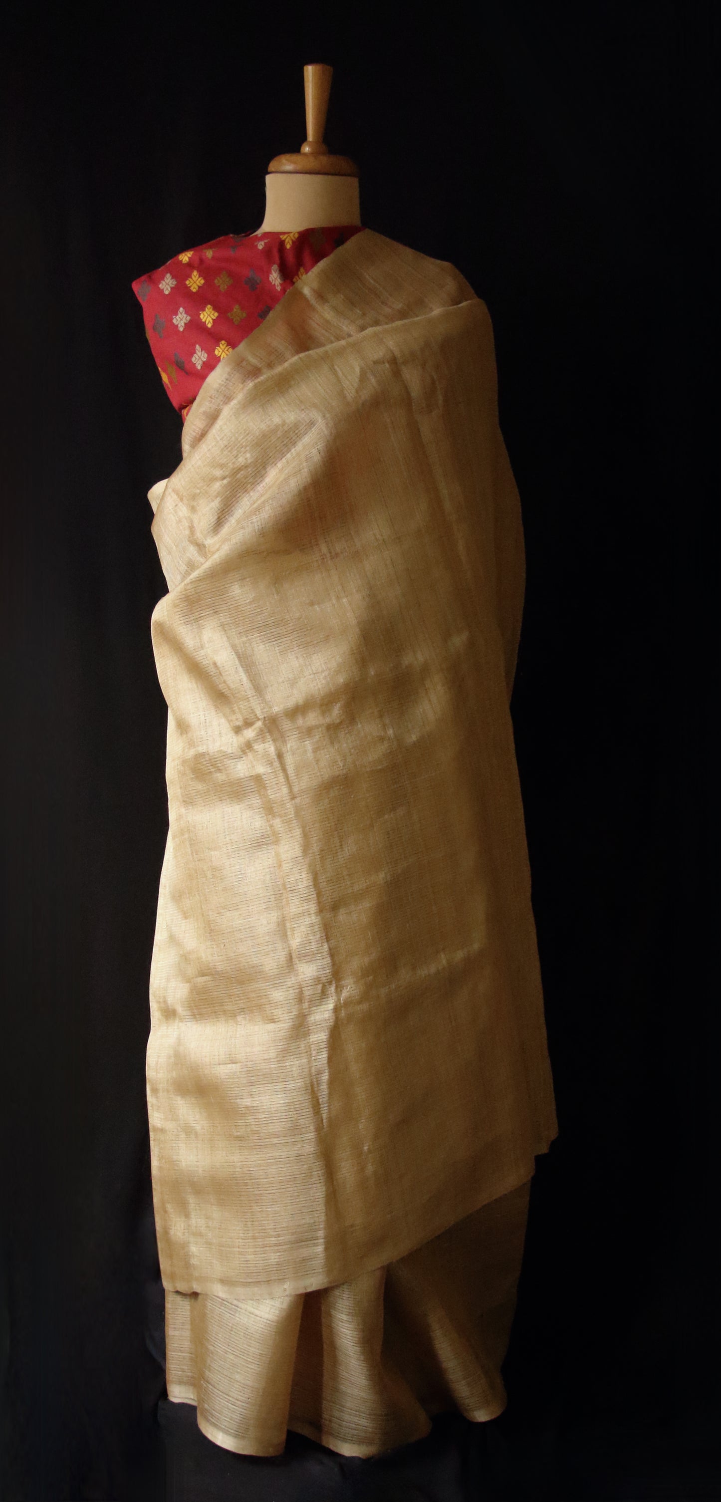 Luxurious Golden Plain Muga Silk Saree from Assam