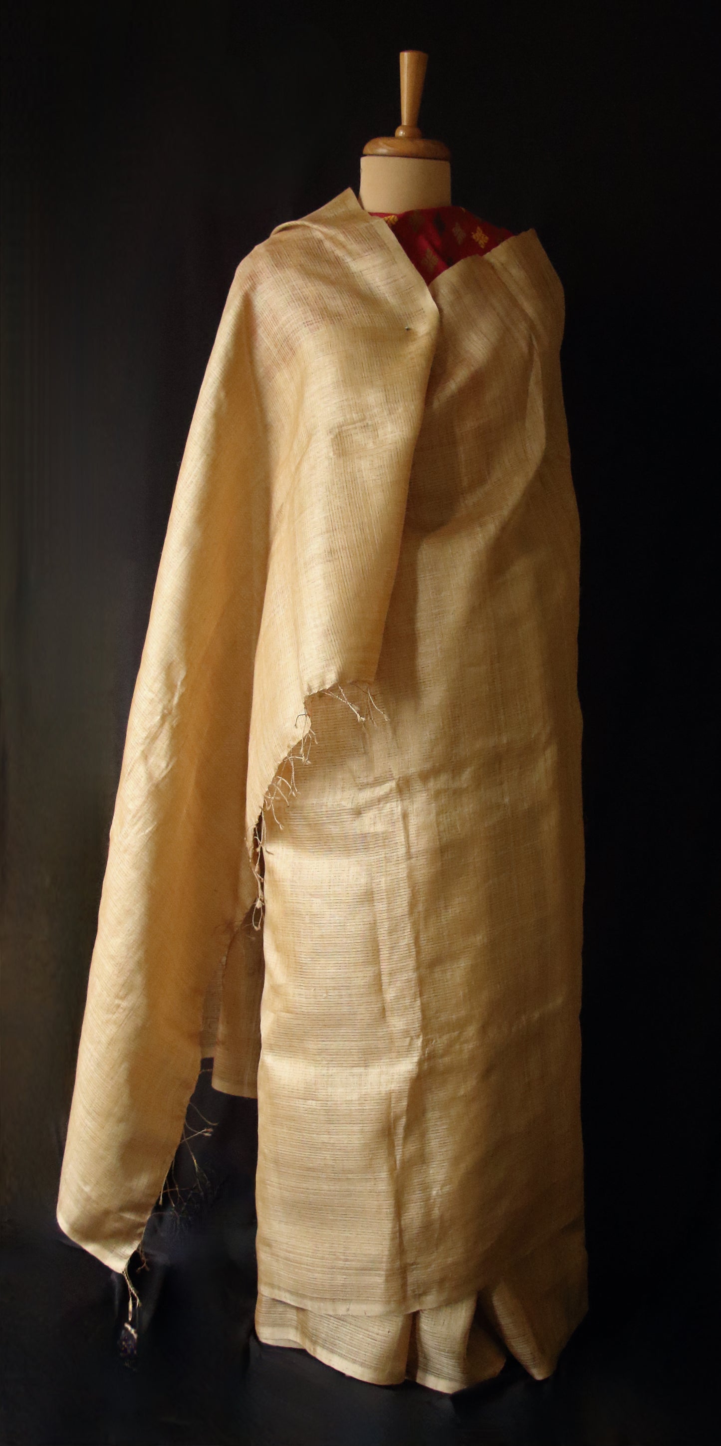 Luxurious Golden Plain Muga Silk Saree from Assam