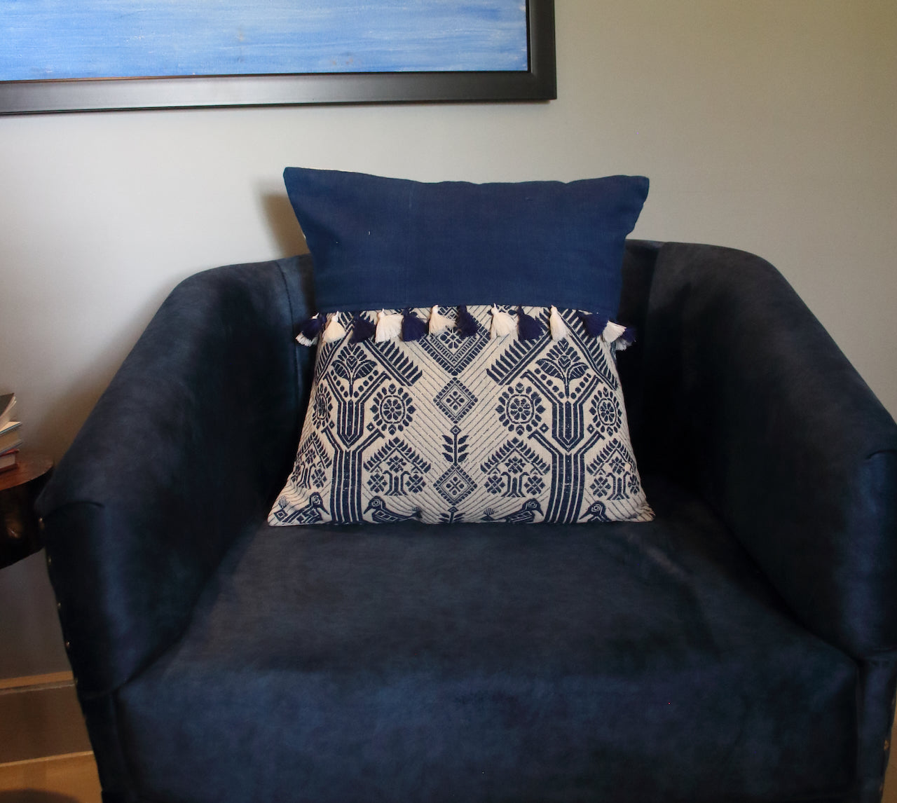 Cotton Cushion Covers in Natural dyed Indigo.