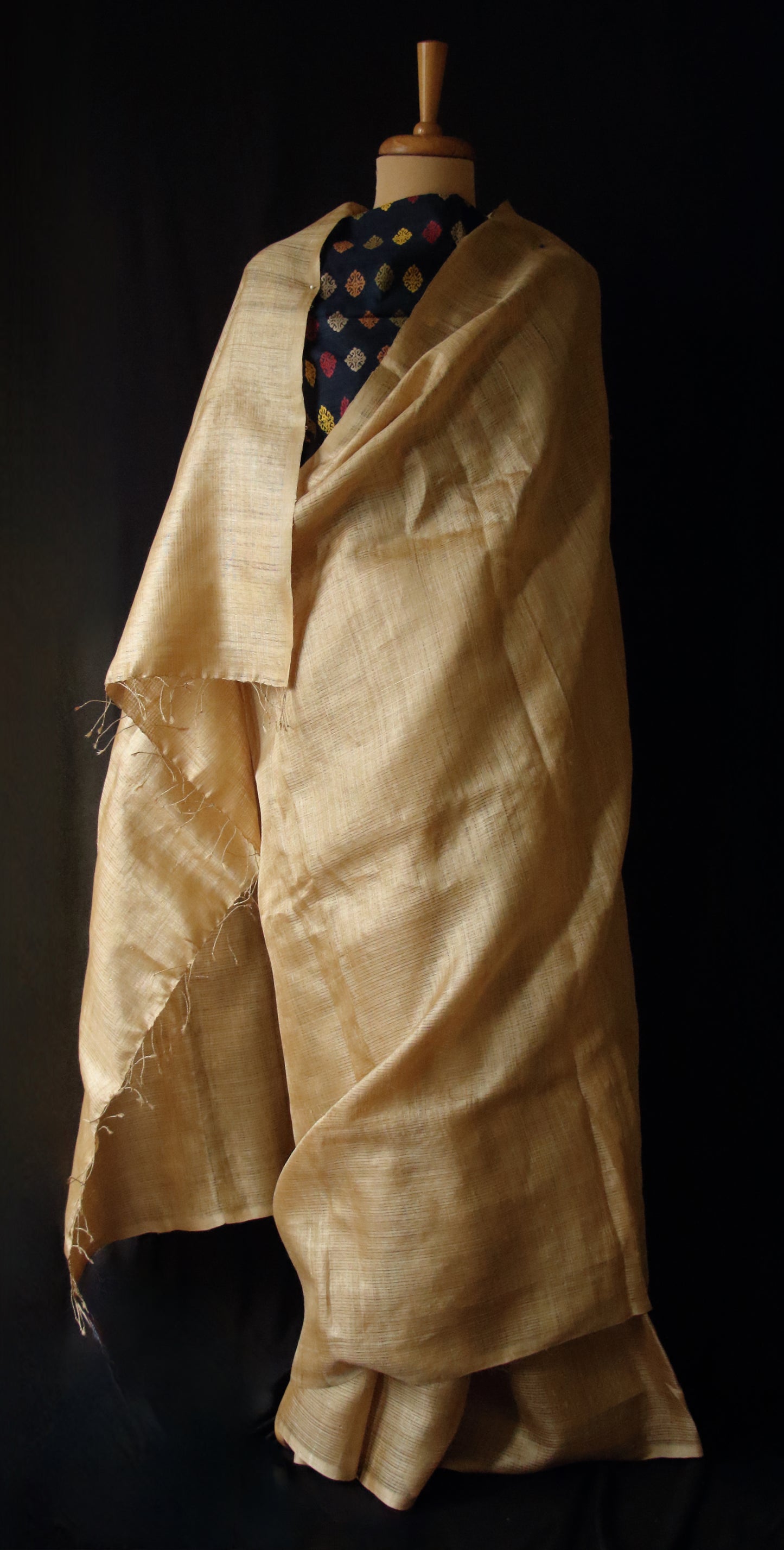Luxurious Golden Plain Muga Silk Saree from Assam
