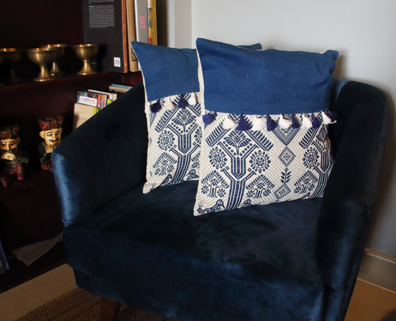 Cotton Cushion Covers in Natural dyed Indigo.