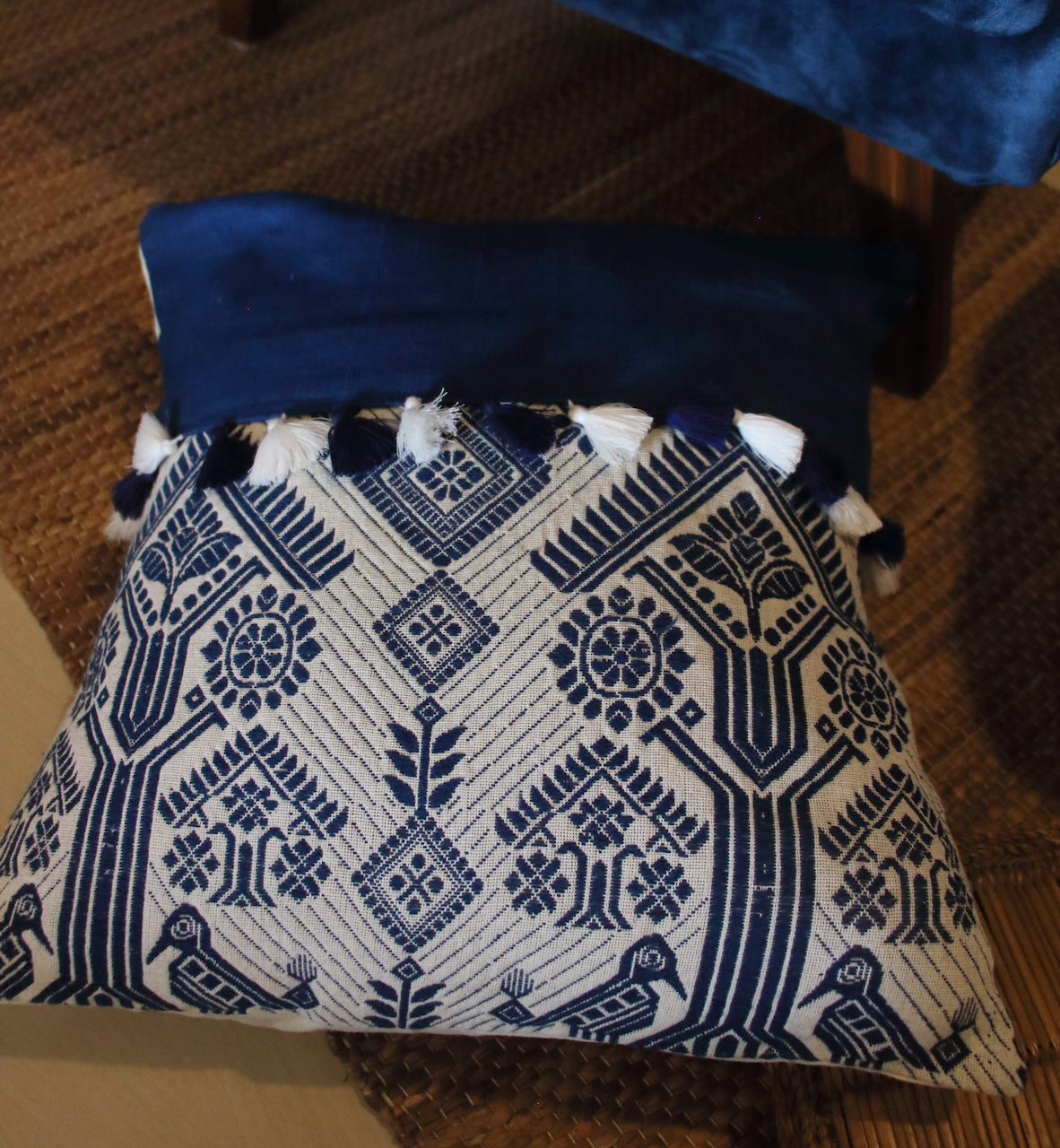 Cotton Cushion Covers in Natural dyed Indigo.